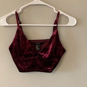 Velvet red crop top/bralette